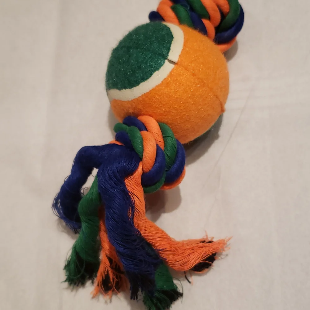 Bow Wow Pals NEW DOG TOY Classic Rope Tug w/Ball Two Knot RUN ~ JUMP ~ FETCH